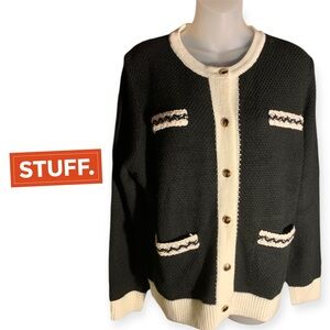 BMJL Black and Cream Women's Cardigan Sweater (item#10181)